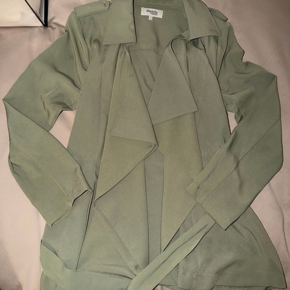 Charlotte Russe Sage Green Open Front Jacket